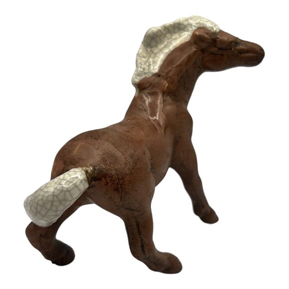 VTG Treasure Craft Ceramic Horse Colt Figurine Crackle Glaze Brown Primitive - Picture 2 of 12